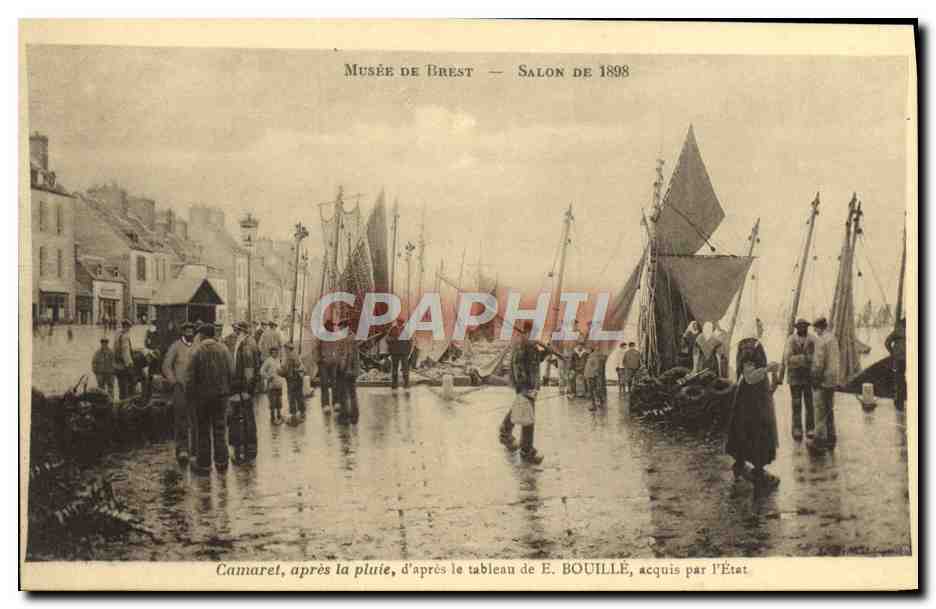 CPA Musee De Brest Salon Le Camaret apres la pluie Bouille Bateaux 