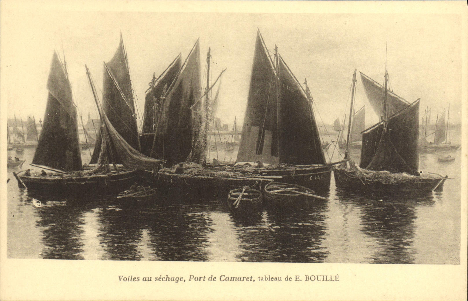 CPA Voiles au sechage Port de Camaret Tableau de Bouille 