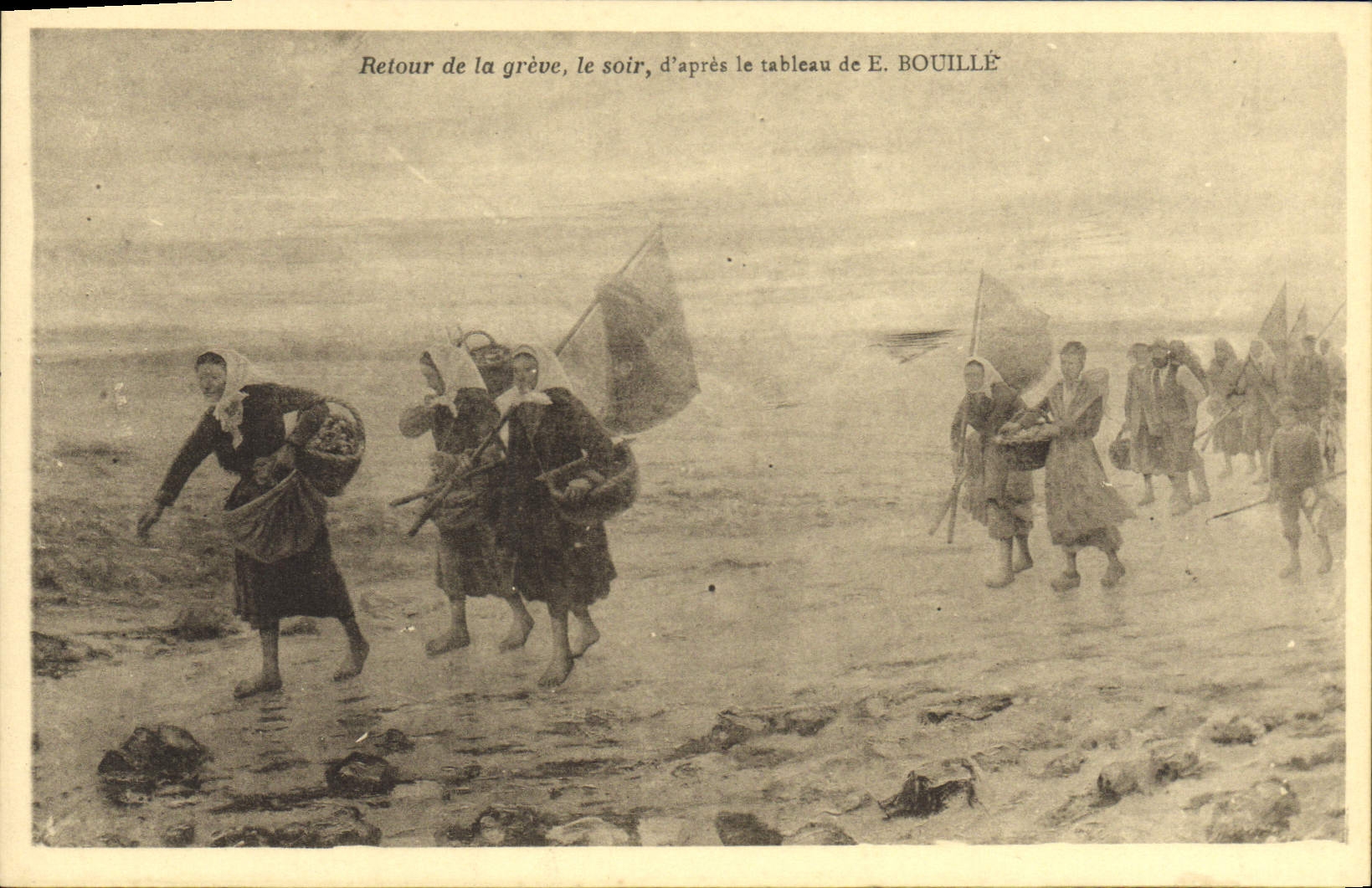 CPA Retour de la greve le soir d'apres le tableau de Bouille Peche Pecheur
