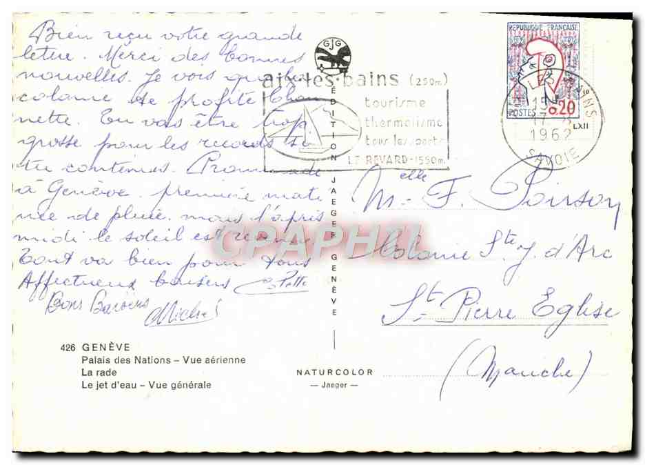 CPM Geneve Palais des Nations Vue aerienne La rade — Rückseite