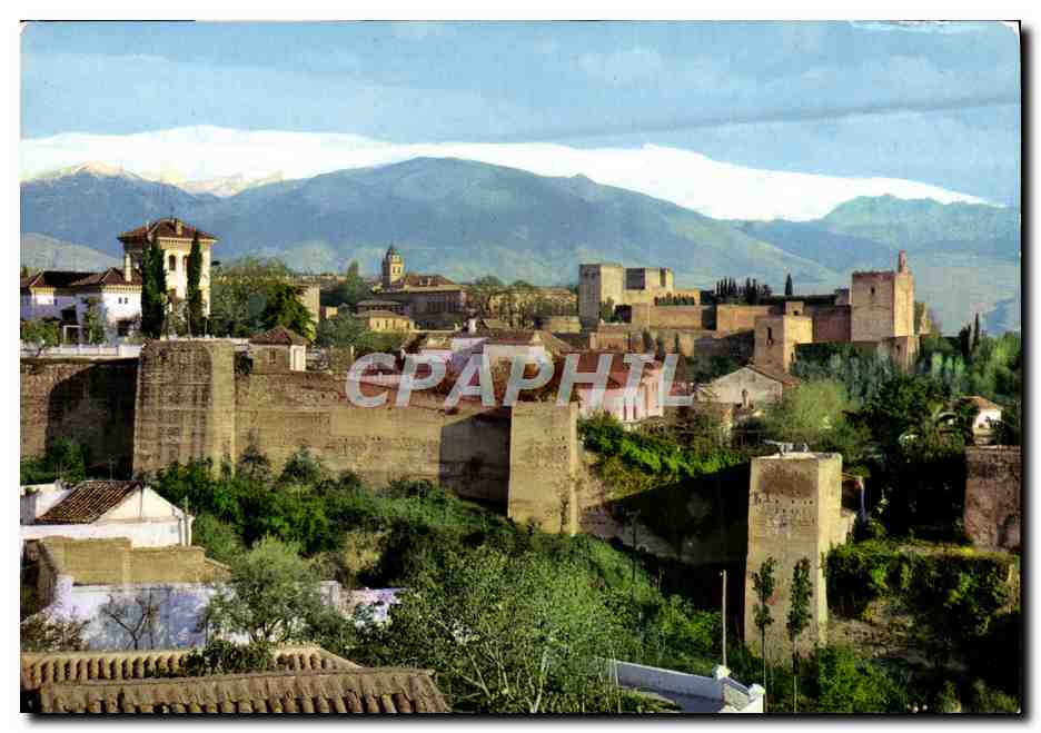 CPM Granada Alhambra vista general con Sierra Nevada