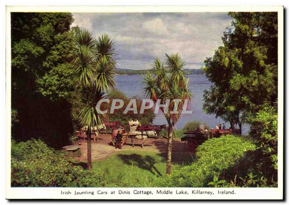 CPM Irish Jaunting Cars at Dinis Cottage Middle Lake Killarney Ireland