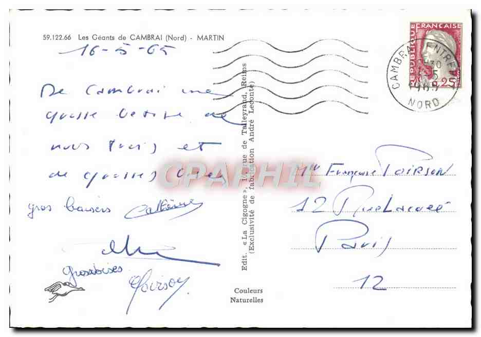 CPM Les Geants de Cambrai Martin Tracteur — Rückseite