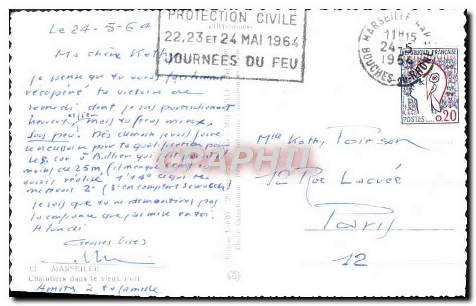 Chalutiers dans le vieux port — Marseille — éditeur inconnu, n° de série non visible — Reverso