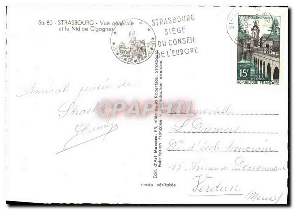 Strasbourg — Vue générale et le Nid de Cigognes — Édit. d'Art Marasco — Rückseite