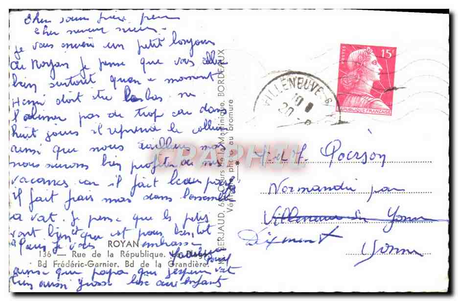 CPM Souvenir De Royan Rue de la Republique Bd Frederic Garnier Bd de la Grandiere  — Back