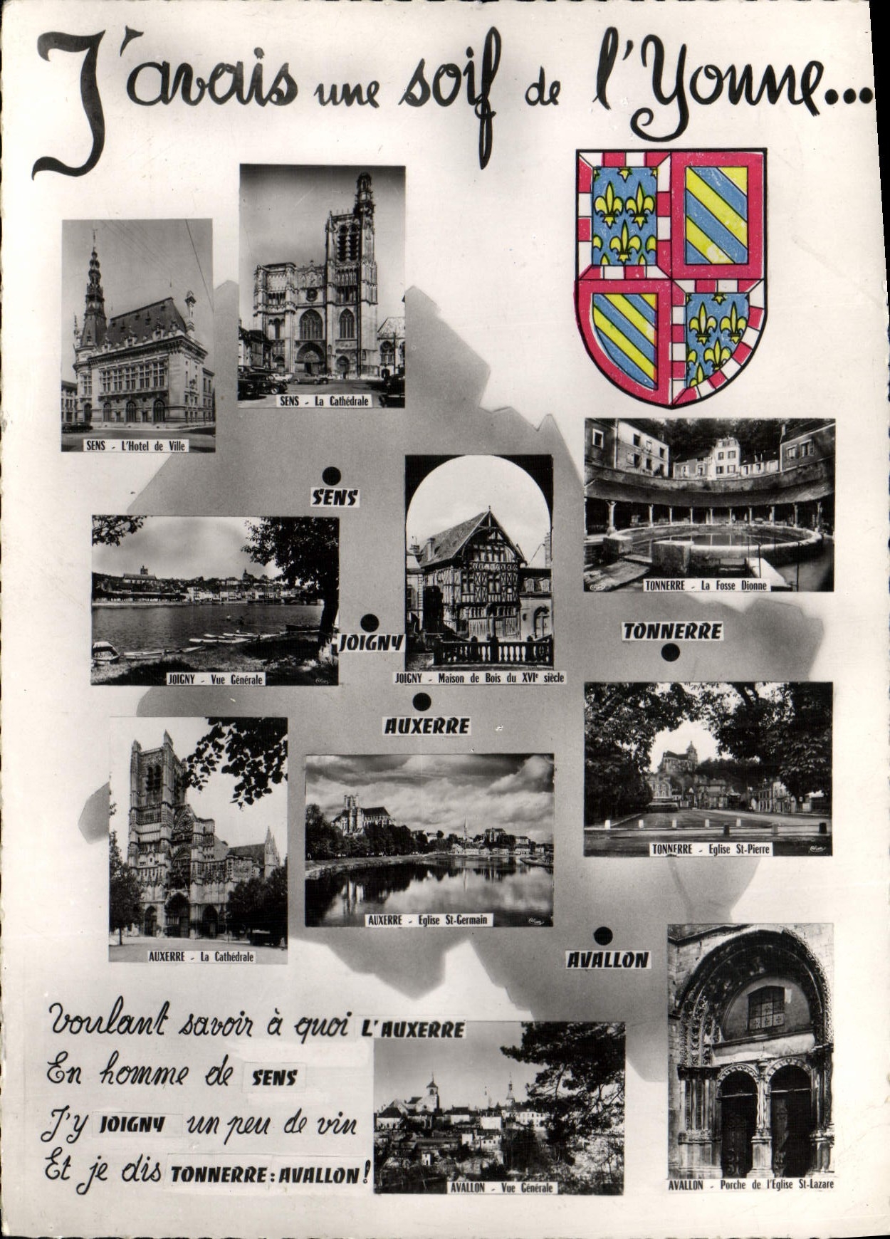 I had a thirst for the Yonne... — Panorama of the cities of Sens, Joigny, Auxerre, Tonnerre and Avallon — Publisher not visible