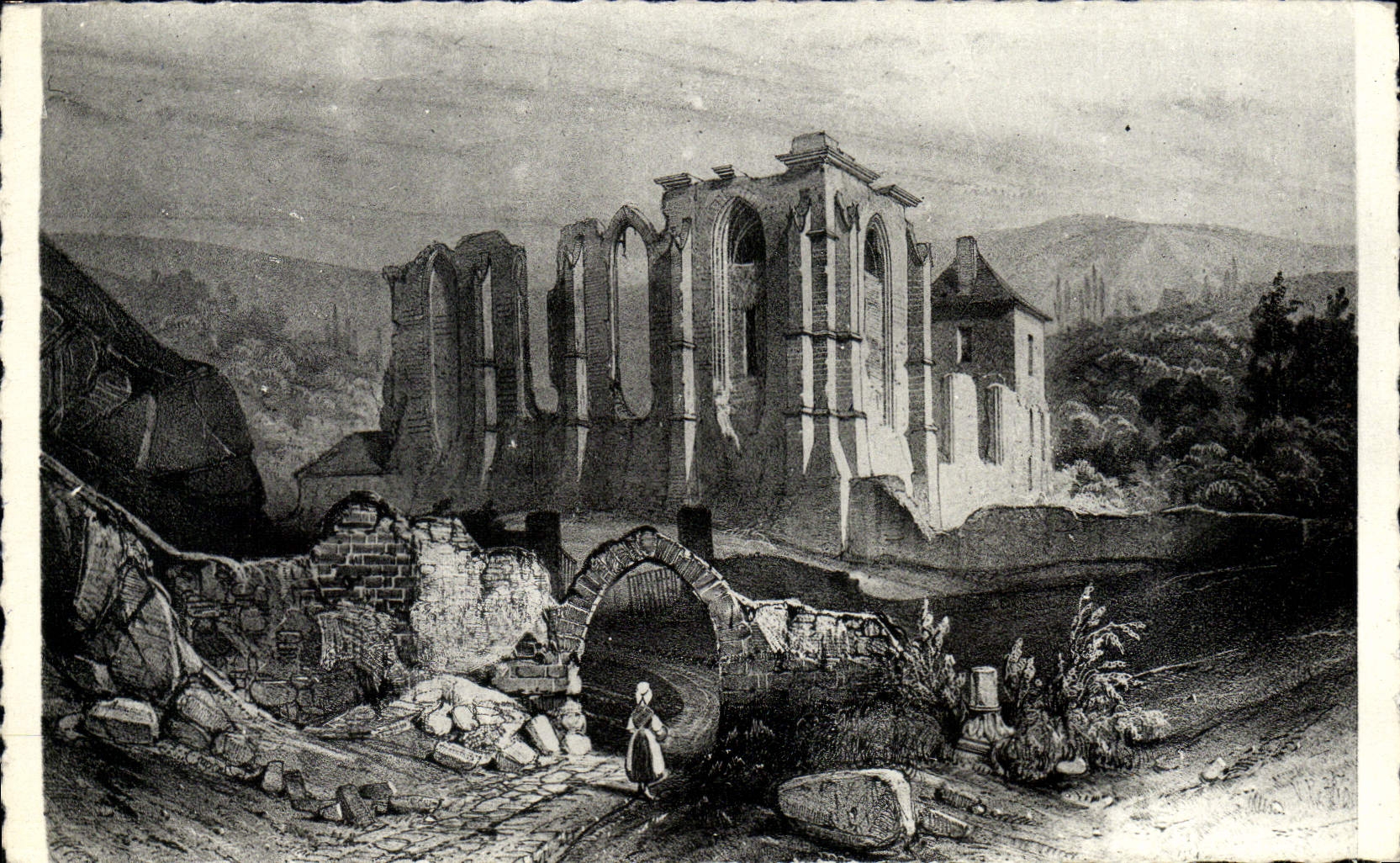 CPM Dixmont Ruines Du Prieure De l'Enfourchure d'Apres Une Estampe Du 17eme