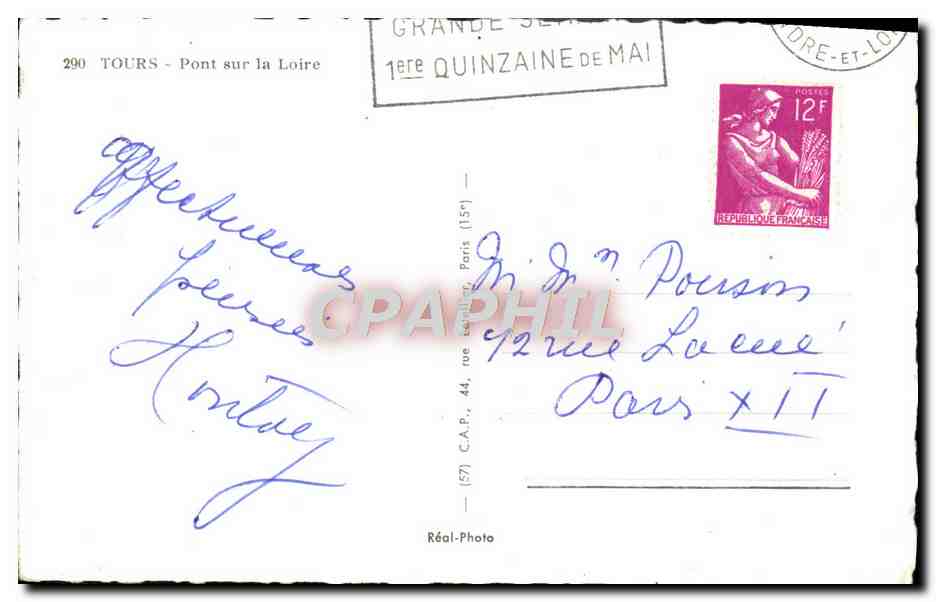 CPM Tours Pont Sur La Loire — Rückseite