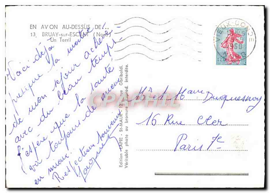 CPM En Avon Au Dessus De Bruay Sur Escaut Un Terril — Back