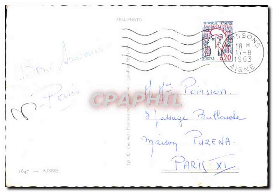 CPM Laon St Quentin Hirson Guise Chauny La Ferte Milon La Fere Soissons Aisne — Rückseite
