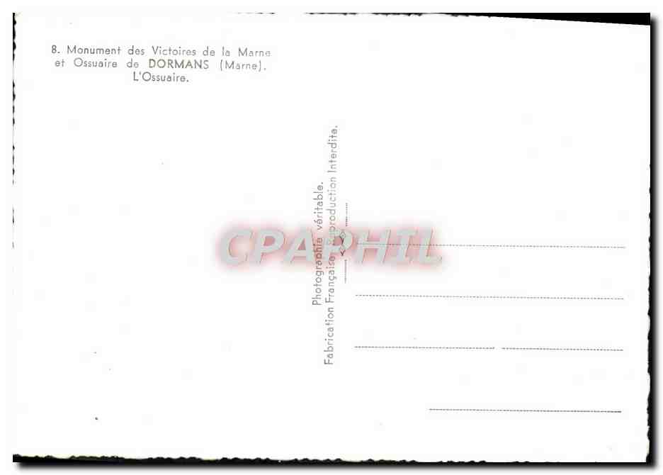 Monument des Victoires de la Marne et Ossuaire de Dormans (Marne) — L'Ossuaire — CPAPHIL — Verso