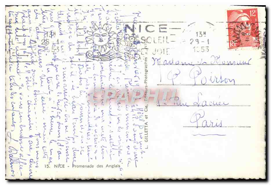 CPM Nice Promenade Des Anglais Bateau  — Verso