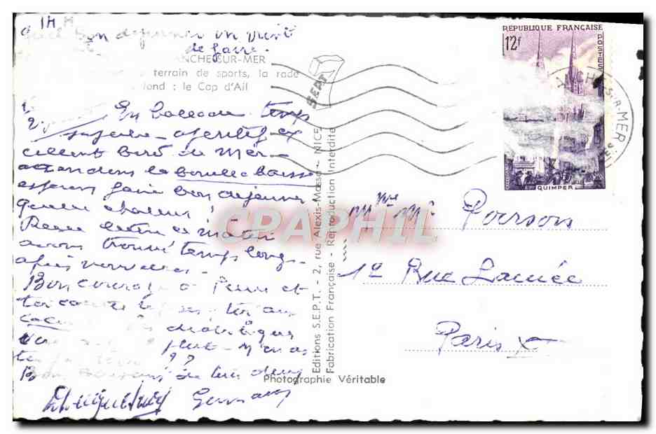 Vue aérienne du Cap d'Agde — Éditions S.E.P.T. — NICE — Verso