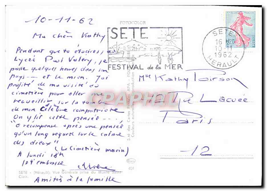 CPM Sete Vue Generale Prise Du Mante Saint Claire — Back