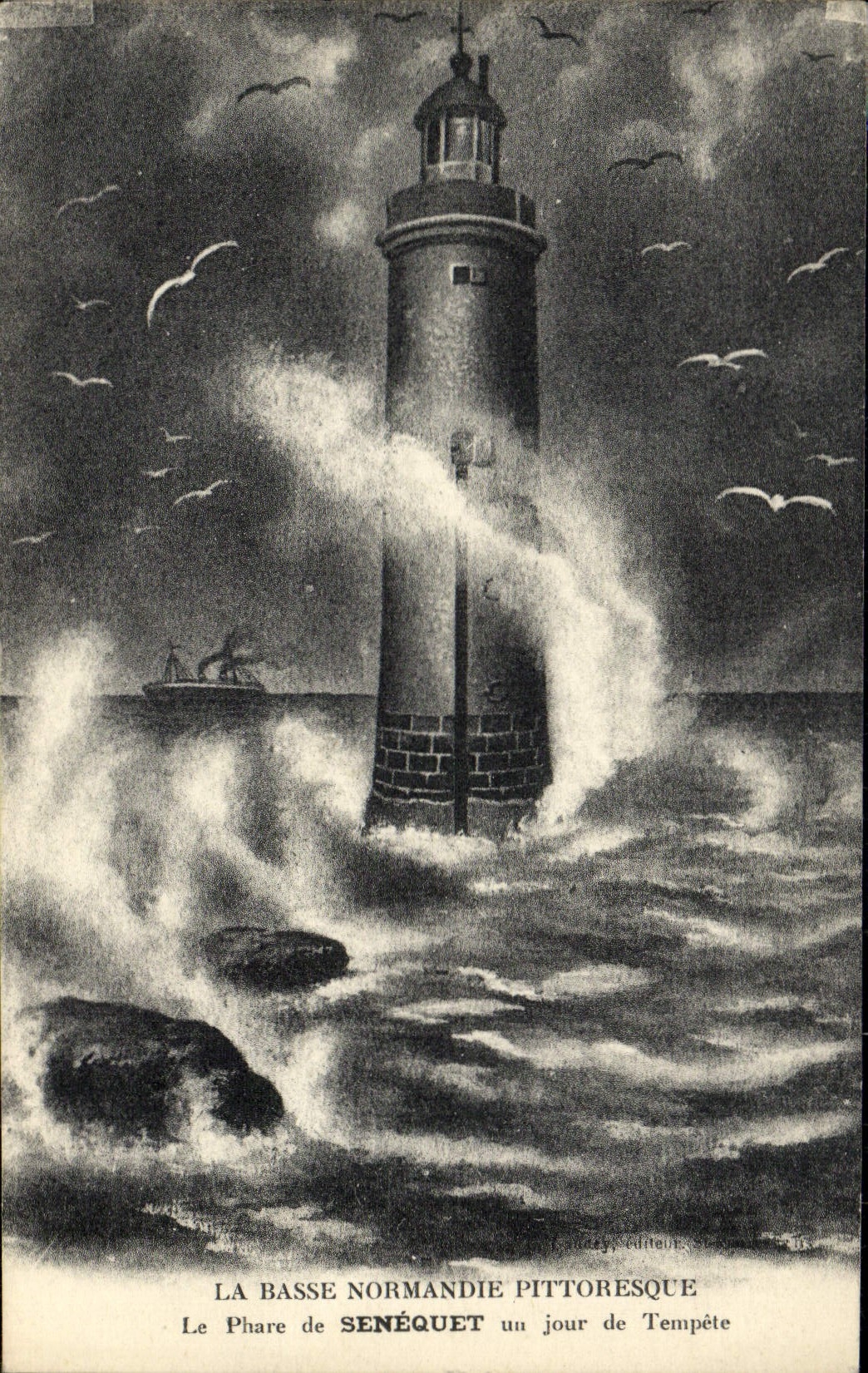 CPA La Basse Normandie Pittoresque Le Phare De Senequet Un Jour De Tempete