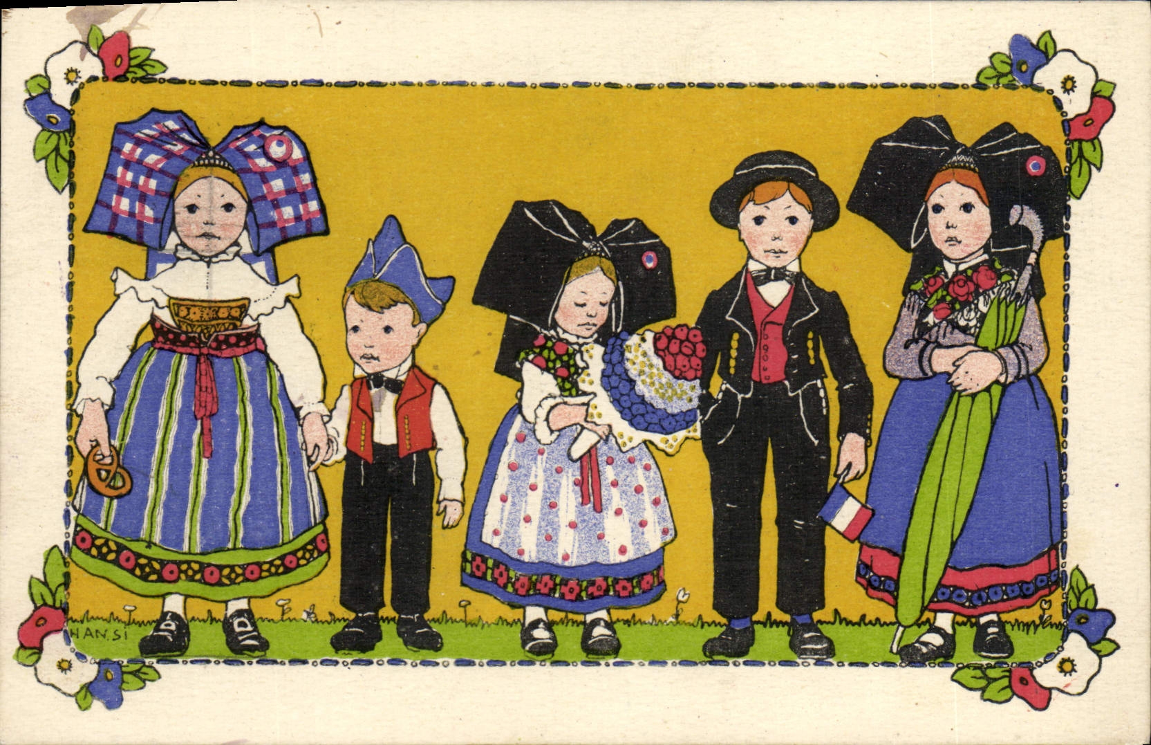 CPA Hansi Enfants Alsace