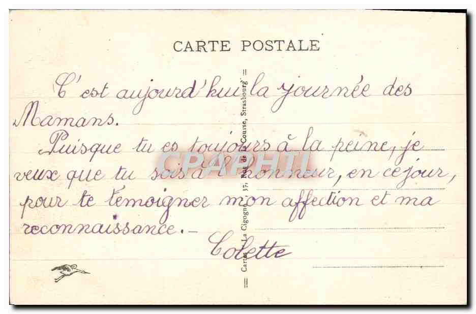 CPA Hansi Enfants Alsace — Rückseite