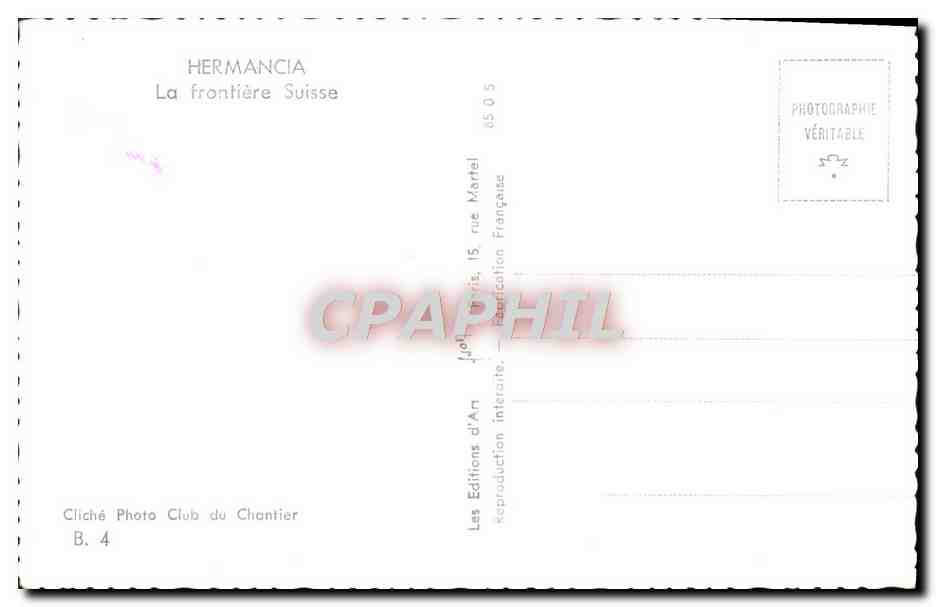 CPM Hermancia La Frontiere Suisse Bateau — Rückseite