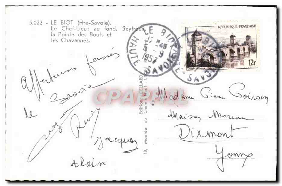 Le Biot (Haute-Savoie) — Le Chef-Lieu, la Pointe des Bouts et Seytroux — Édition du Cheminard — Rückseite
