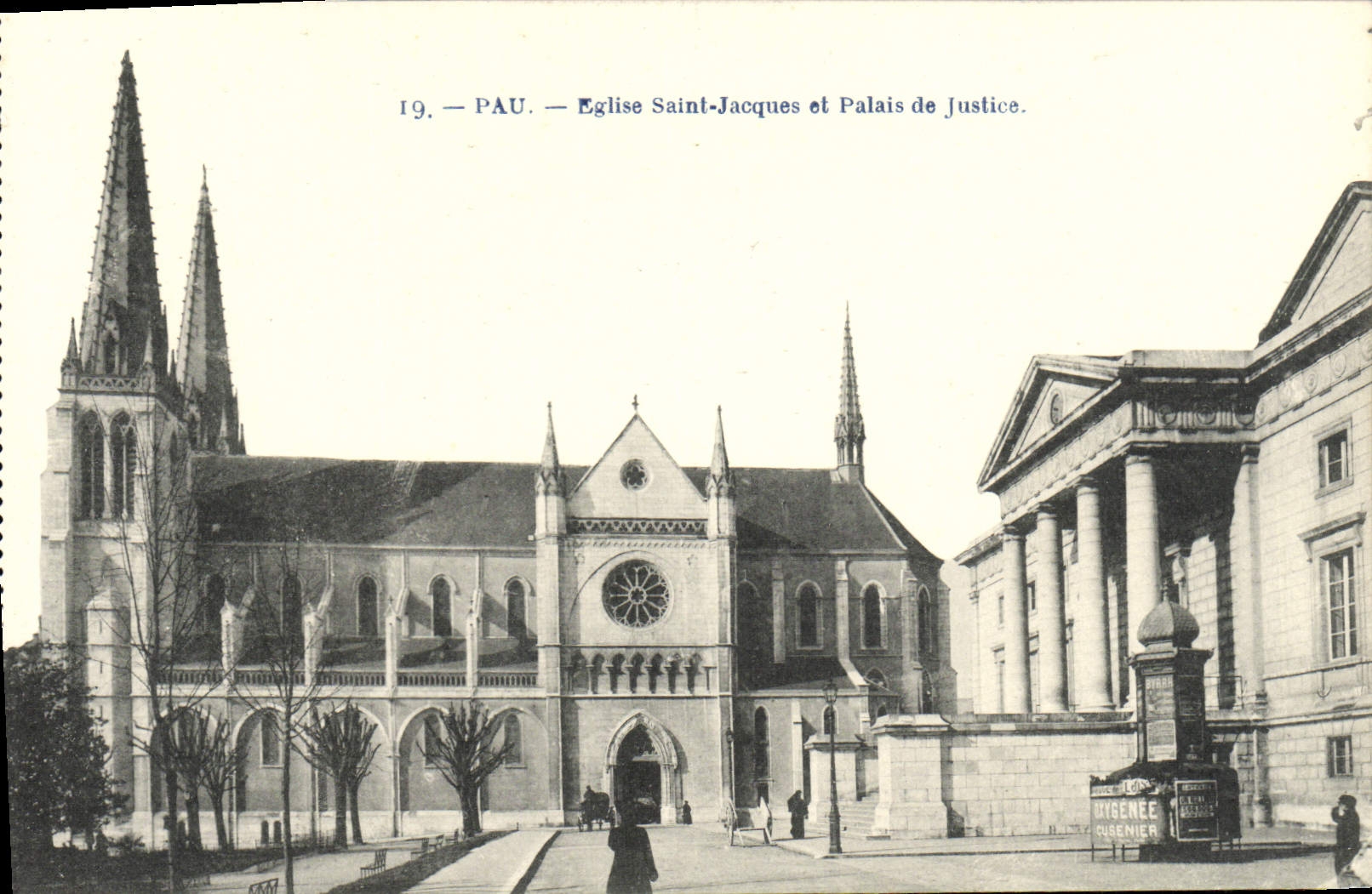 Pau — Église Saint-Jacques et Palais de Justice — Éditeur : Higemée Guéremier
