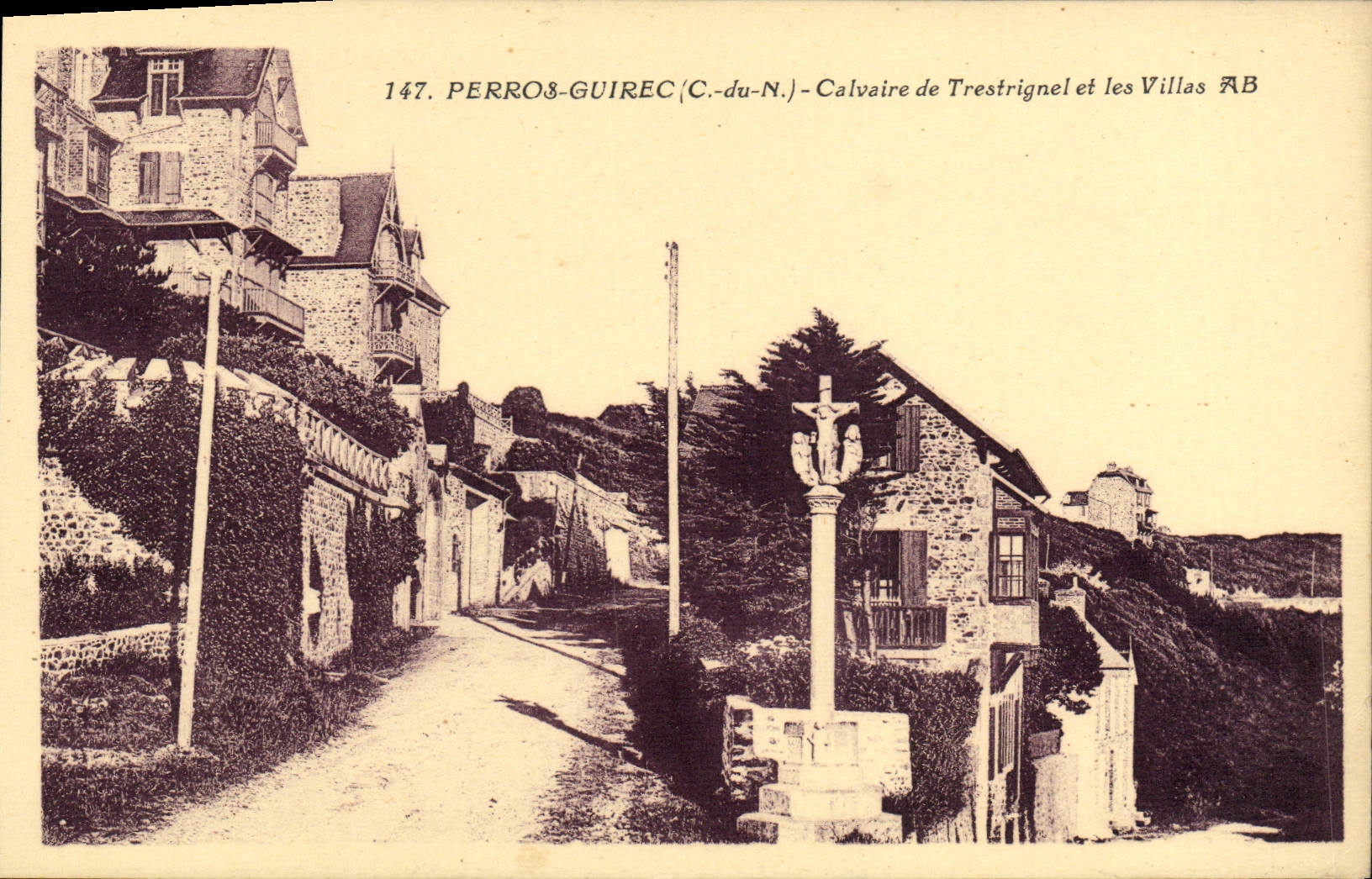 Perros-Guirec (C.-du-N.) — Calvaire de Trestriñgel et les Villas AB — Éditeur AB, n° 147