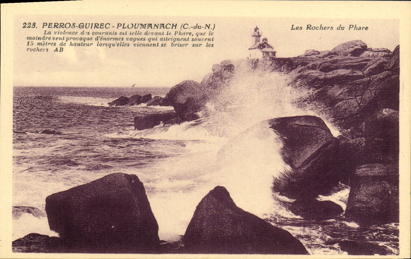 Perros-Guirec - Ploumanach (C.-du-N.) — Les Rochers du Phare — éditeur AB, n° 228