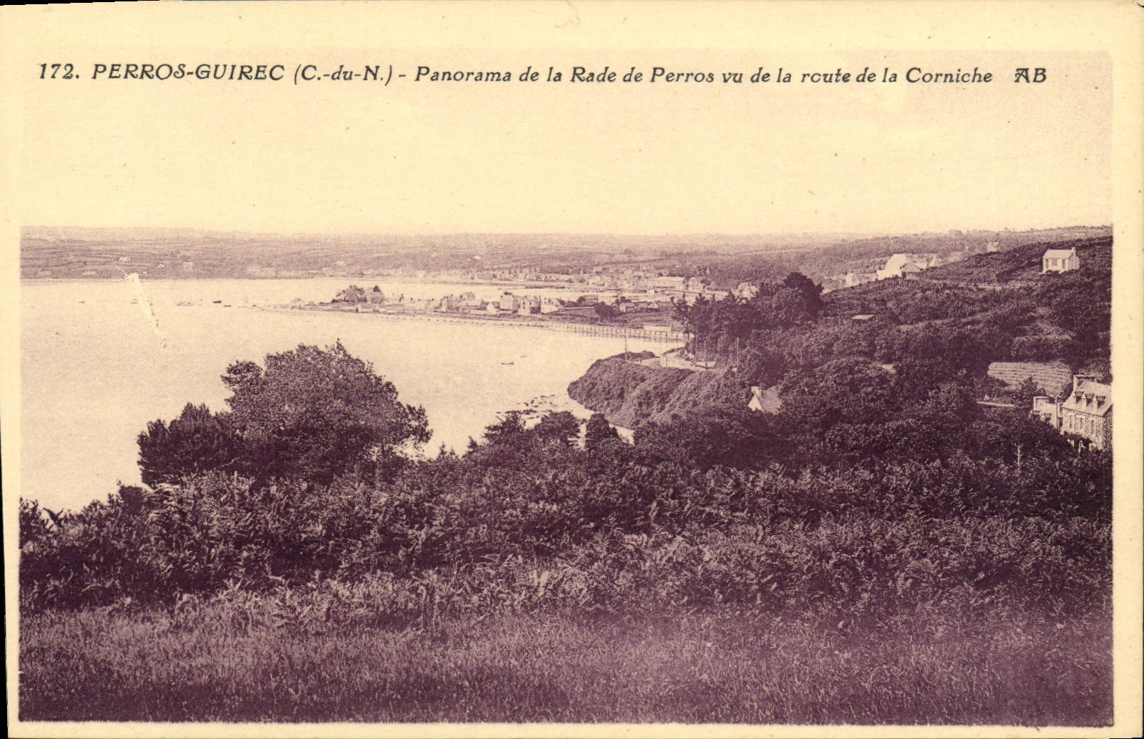 CPA Perros Guirec Panorama De La Rade De Perros Vu De La Route De La Corniche