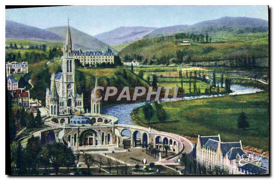 CPM Lourdes La Basilique Vue Du Chateau Fort