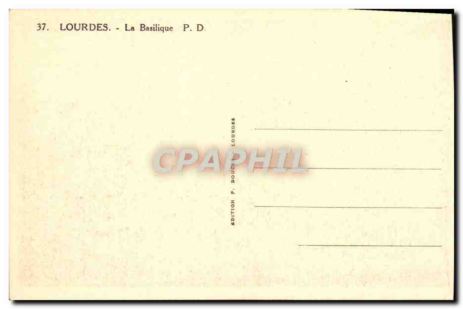 CPA Lourdes La Basilique — Verso
