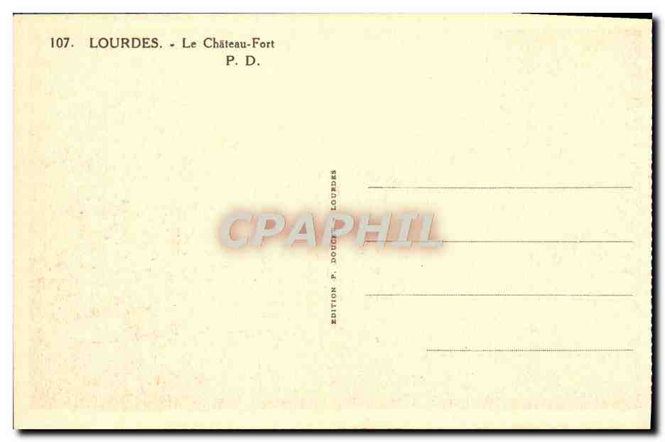 CPA Lourdes Le Chateau Fort — Verso