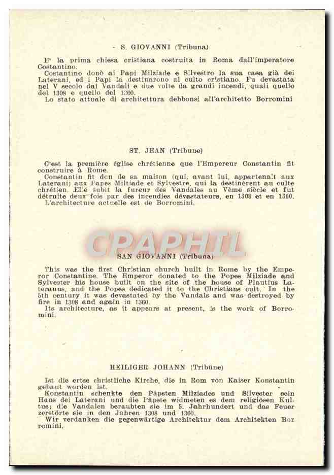 CPA Roma S Giovanni Laterano Tribuna — Rückseite