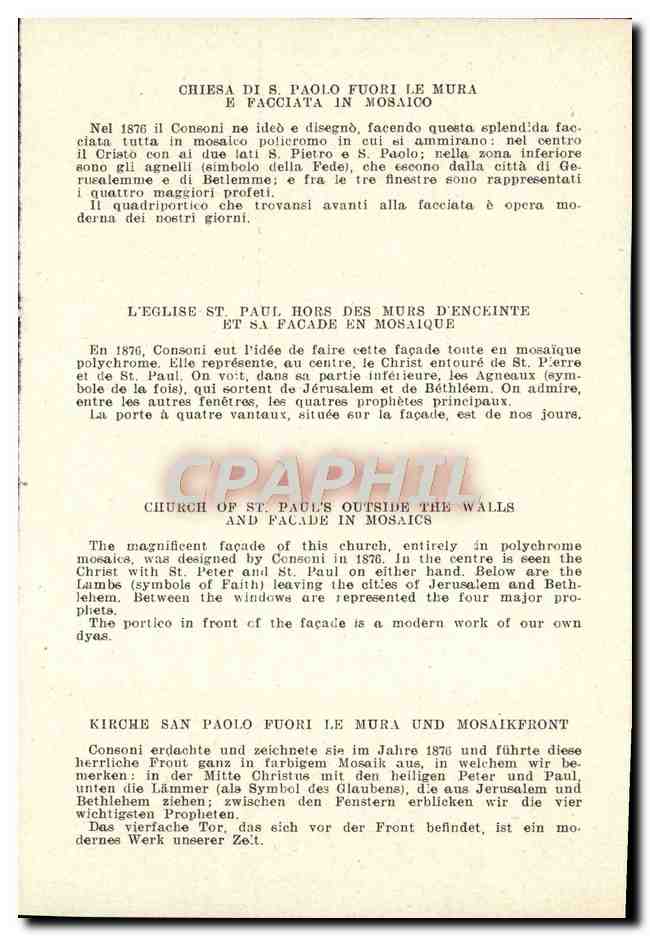 CPA Roma Chiesa Di S Paolo Fuori Le Mura — Rückseite