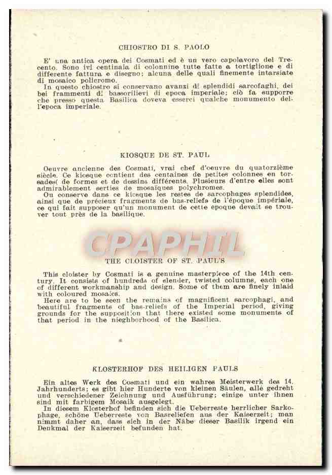 CPA Roma Chiostro Di S Paolo — Rückseite