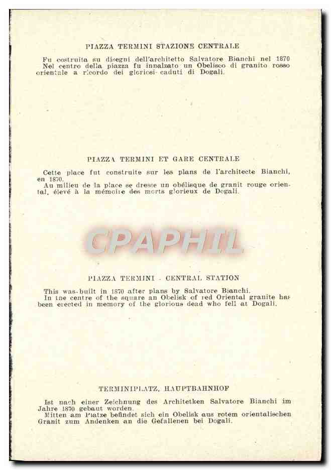 CPA Roma Piazza Termini Stazione Centrale — Rückseite