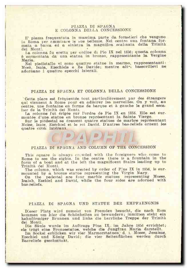 CPA Roma Piazza Di Spagna E Colonna Della Concessione — Rückseite