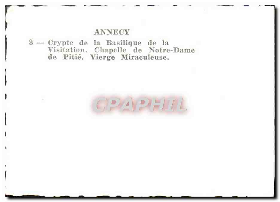Crypte de la Basilique de la Visitation — Chapelle de Notre-Dame de Pitié — Annecy — Rückseite