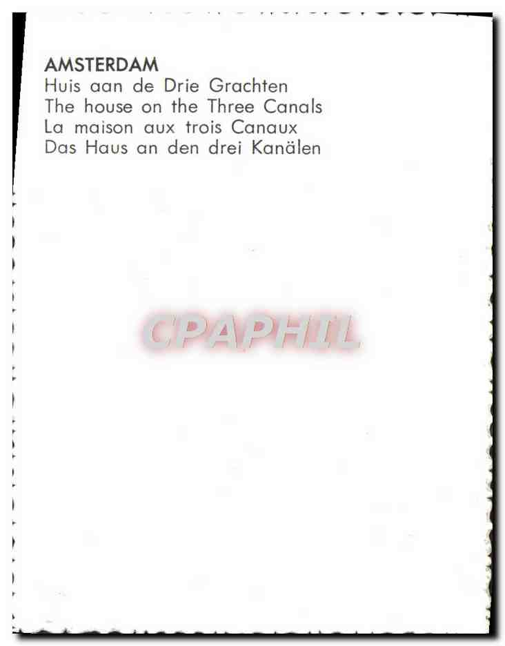 CPM Amsterdam huis Aan De Drie Grachten The House on The House On The Three Canals — Rückseite