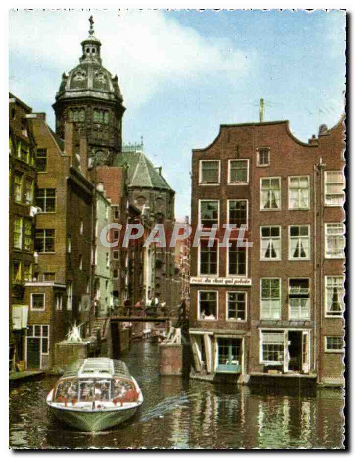 Amsterdam — Oudezijds Kolk, le plus vieux canal de la ville — CPAPHIL