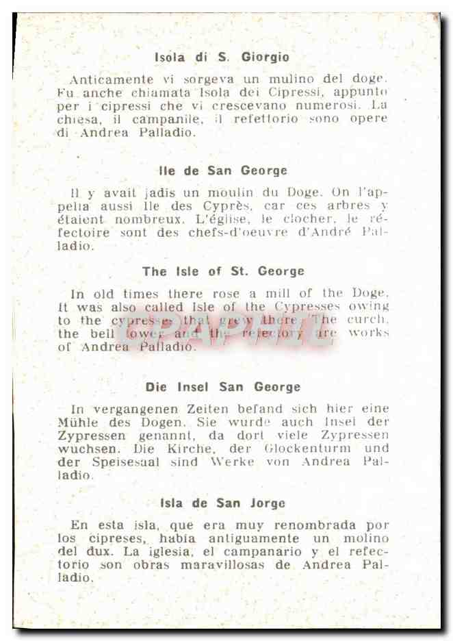 CPM Venezia Isola Di S Giorgio Anticamente Vi Sorgeva Un Mulino Del Doge — Rückseite