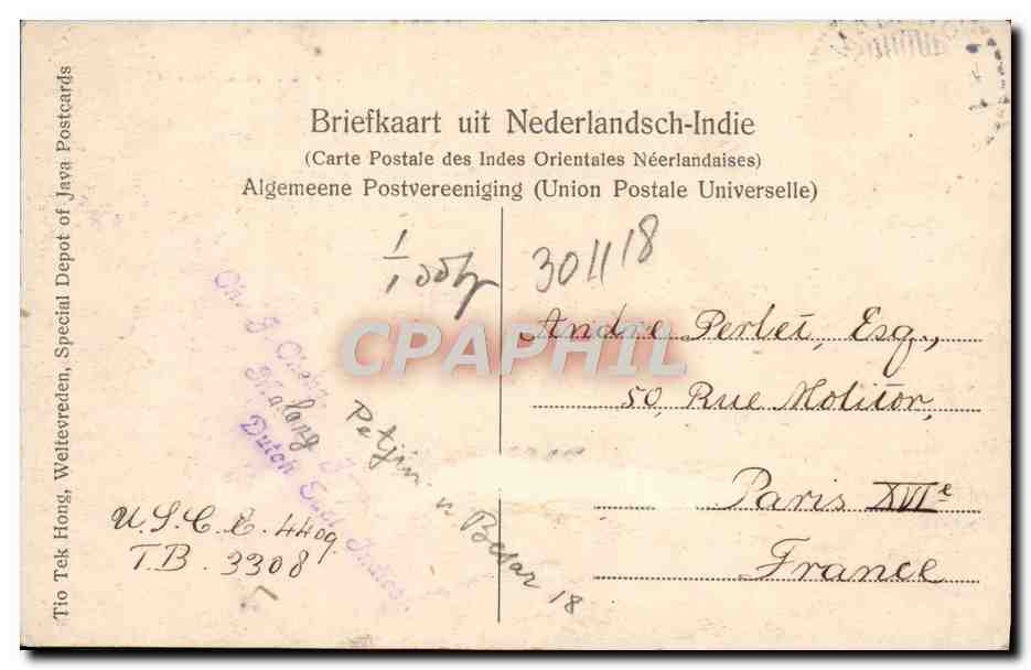 CPA Groet uit Batavia Haantjeskerk — Rückseite