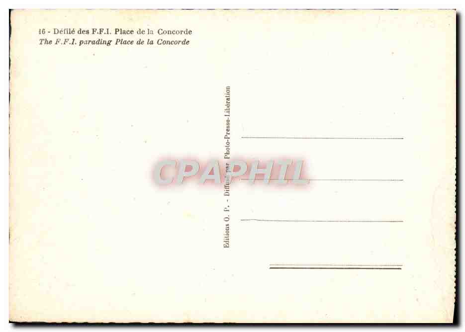 CPM Defile des FFI Place de la Concorde Militaria Tank — Rückseite