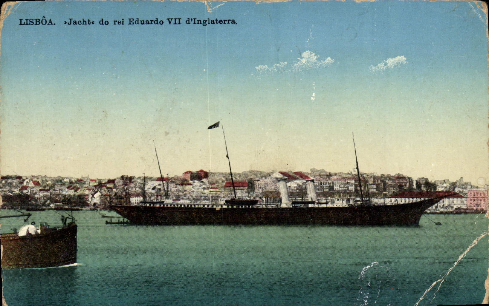 CPA Lisboa Jachte do rei Eduardo VII d'Ingleterra Bateau
