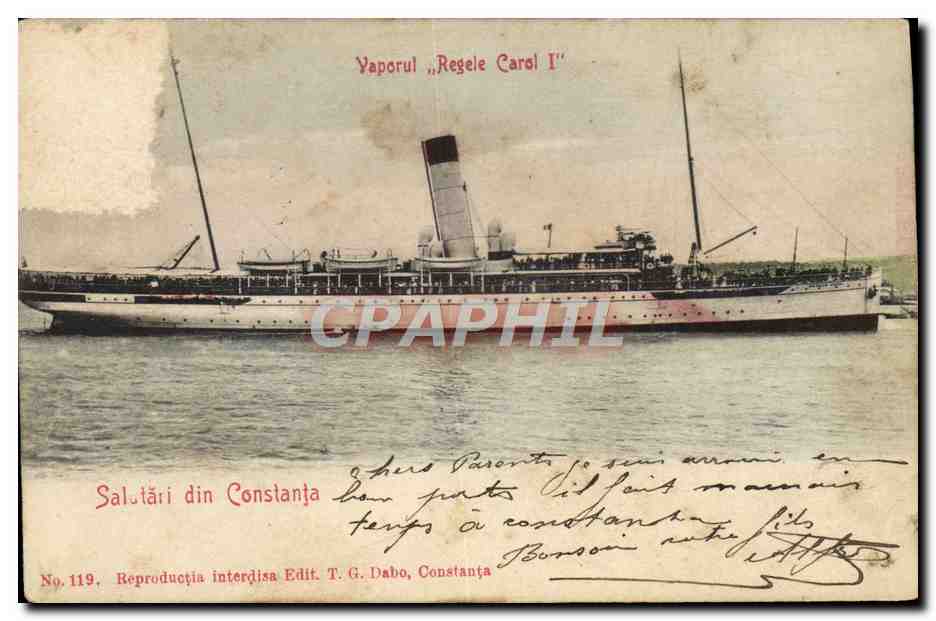 CPA Vaporul Regele Carol I Salutari dion Constanja Bateau Roumanie
