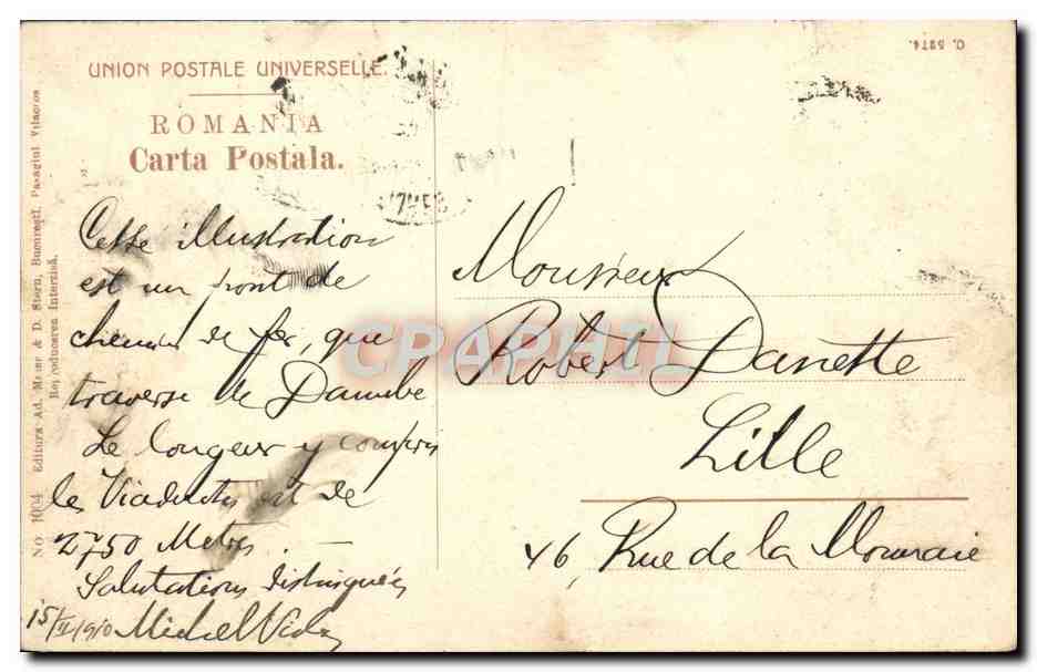 CPA Salufari din Romania Podul de la Cernavoda Roumanie — Rückseite