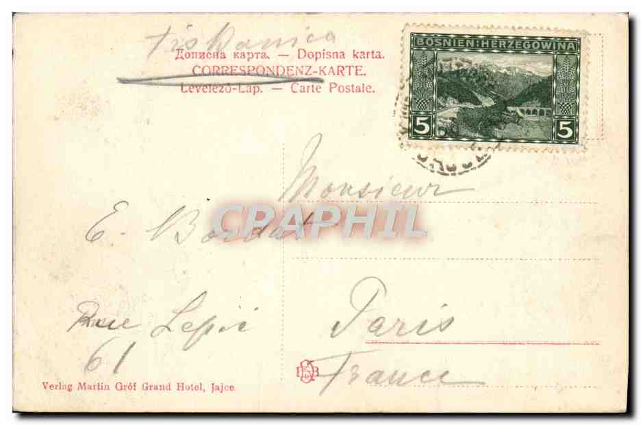 CPA Jajce — Rückseite