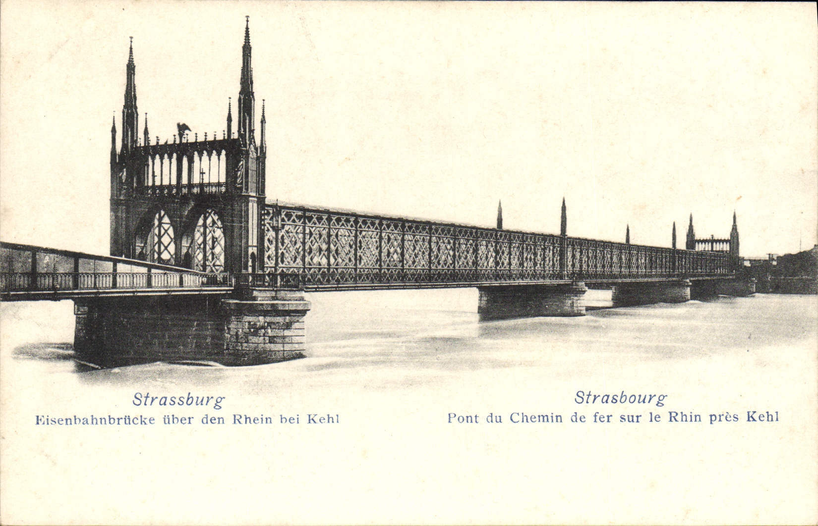 CPA Strassburg Pont du Chemin de Fer Sur le Rhin Pres Kehl