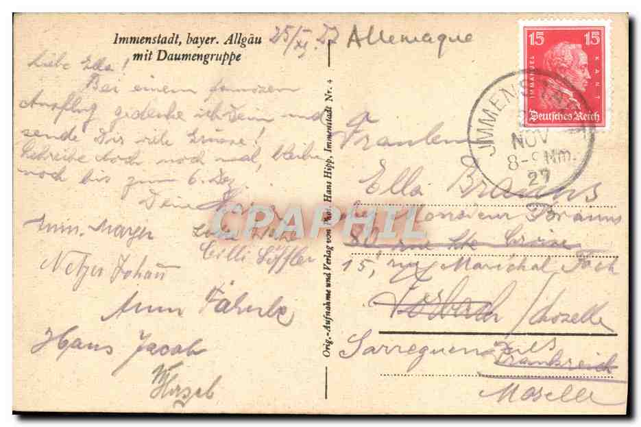 CPA Immenstadt  — Rückseite