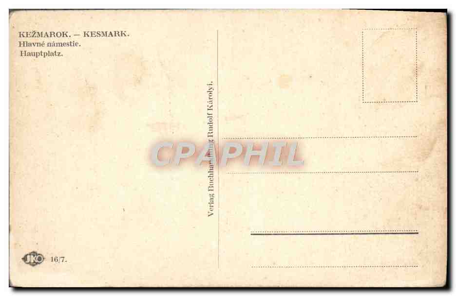 CPA Kezmarok Kesmark Hlavne Namestie Hauptplatz — Verso