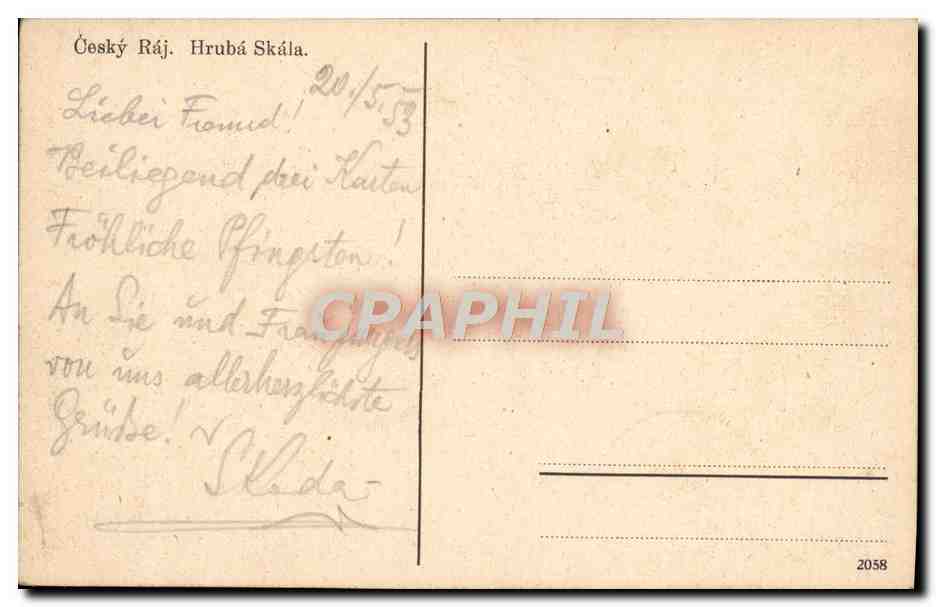 CPA Cesky Raj Hruba Skala  — Verso